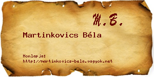 Martinkovics Béla névjegykártya